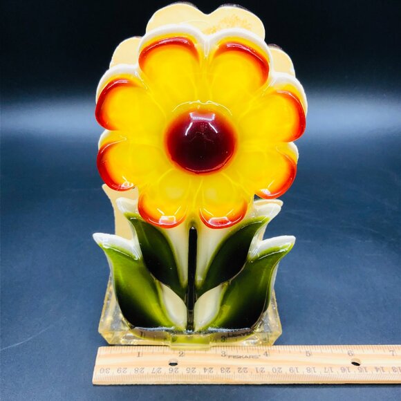 Vintage 70s Sunflower Lucite Acrylic Napkins Holder: Retro Flower Power Kitchen - Picture 9 of 12